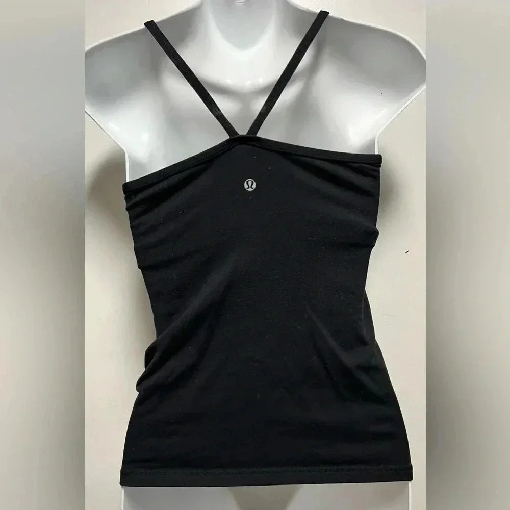 Lululemon Womens Black Round Neck Y Racerback Athletic Tank
